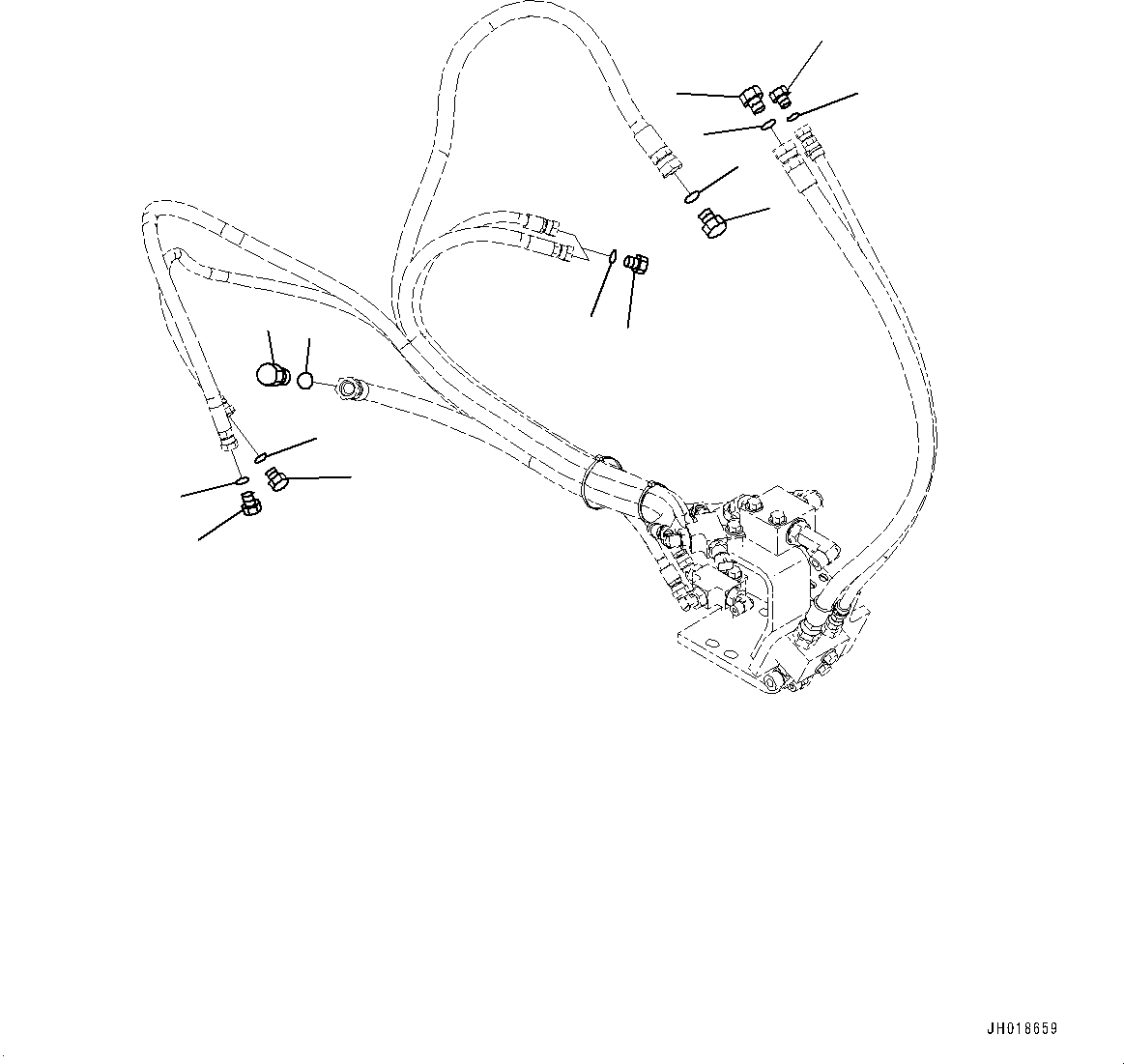 Komatsu parts book diagram for HB365LC-3E0 S/N K75001-UP: ANTI-DROP VALVE PIPING, WITHOUT BOOM, BLIND PLUG