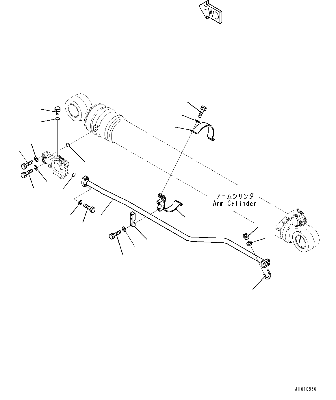 Komatsu parts book diagram for HB365LC-3E0 S/N K75001-UP: ANTI-DROP VALVE PIPING, ARM ANTI-DROP VALVE MOUNTING