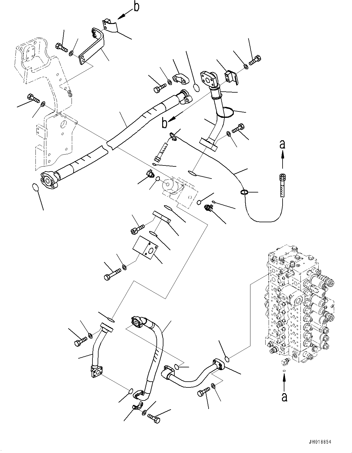 Komatsu parts book diagram for HB365LC-3E0 S/N K75001-UP: ATTACHMENT PIPING, PIPING, R.H.