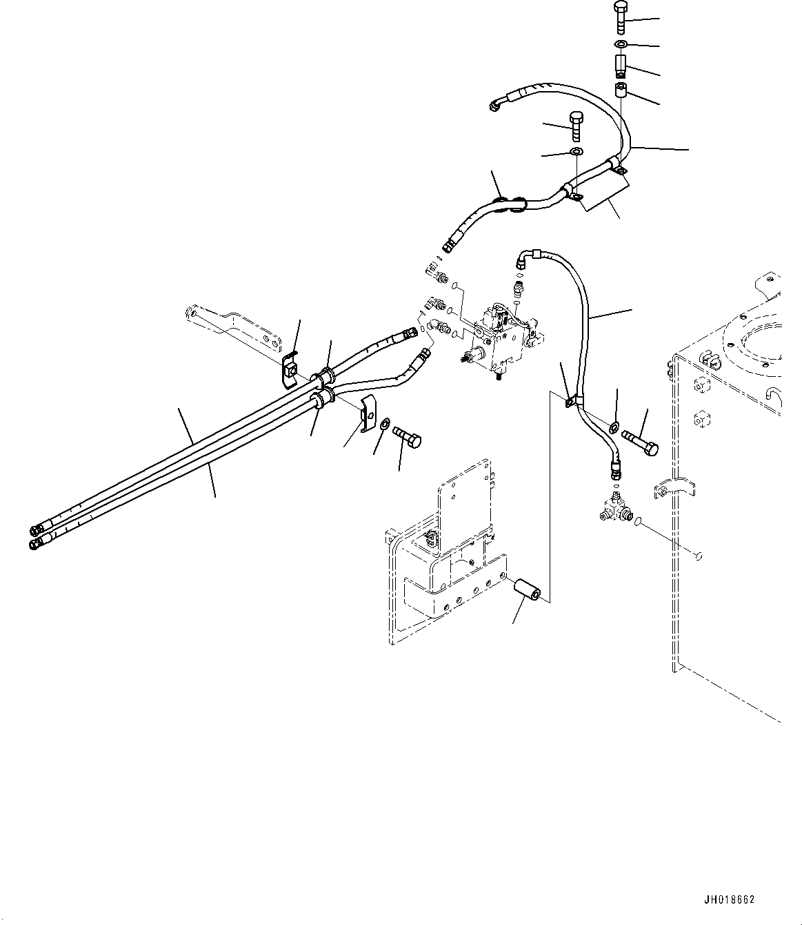 Komatsu parts book diagram for HB365LC-3E0 S/N K75001-UP: ADDITIONAL ACTUATOR PIPING, QUICK COUPLING, PIPING