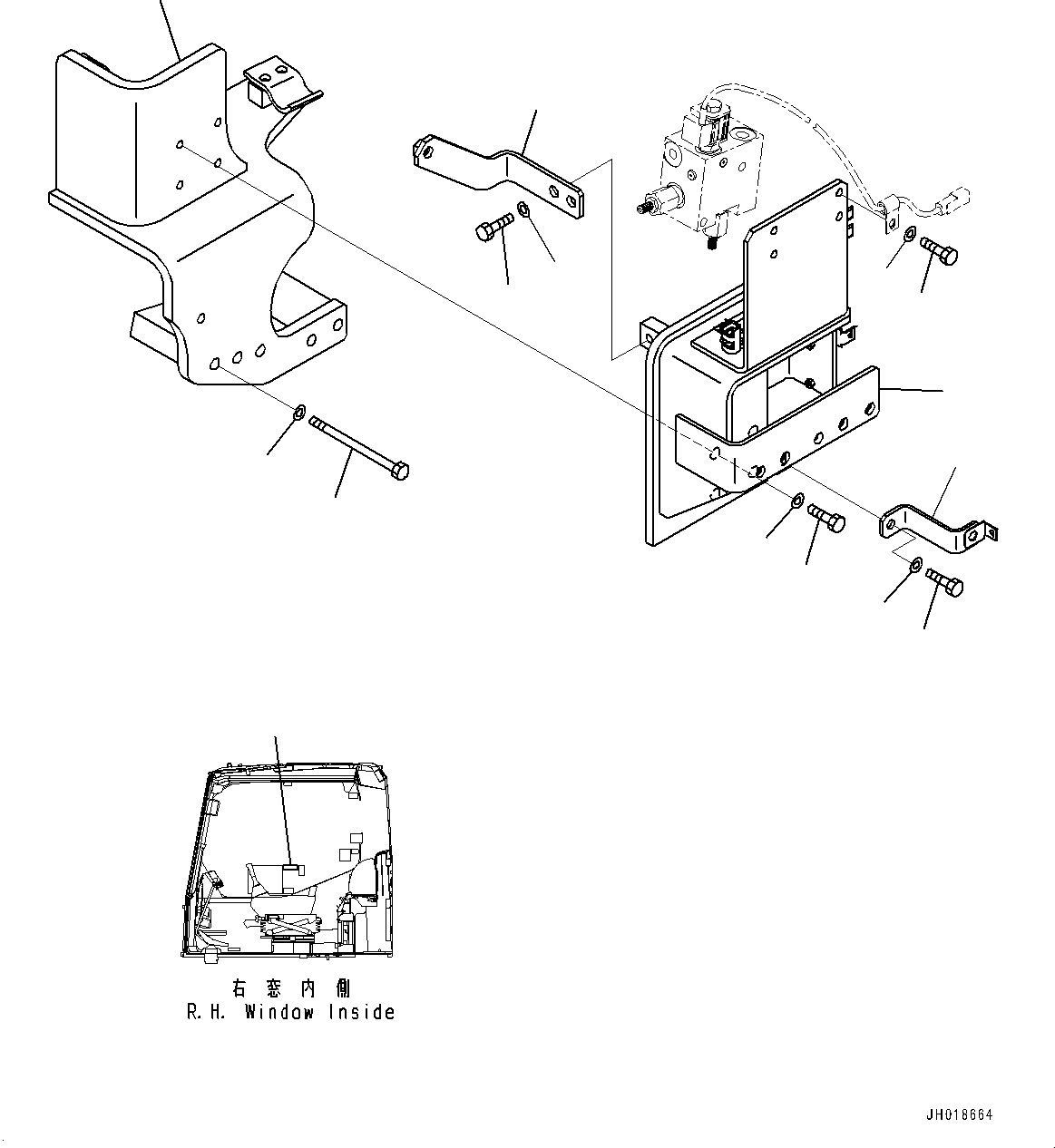 Komatsu parts book diagram for HB365LC-3E0 S/N K75001-UP: ADDITIONAL ACTUATOR PIPING, QUICK COUPLING, BRACKET