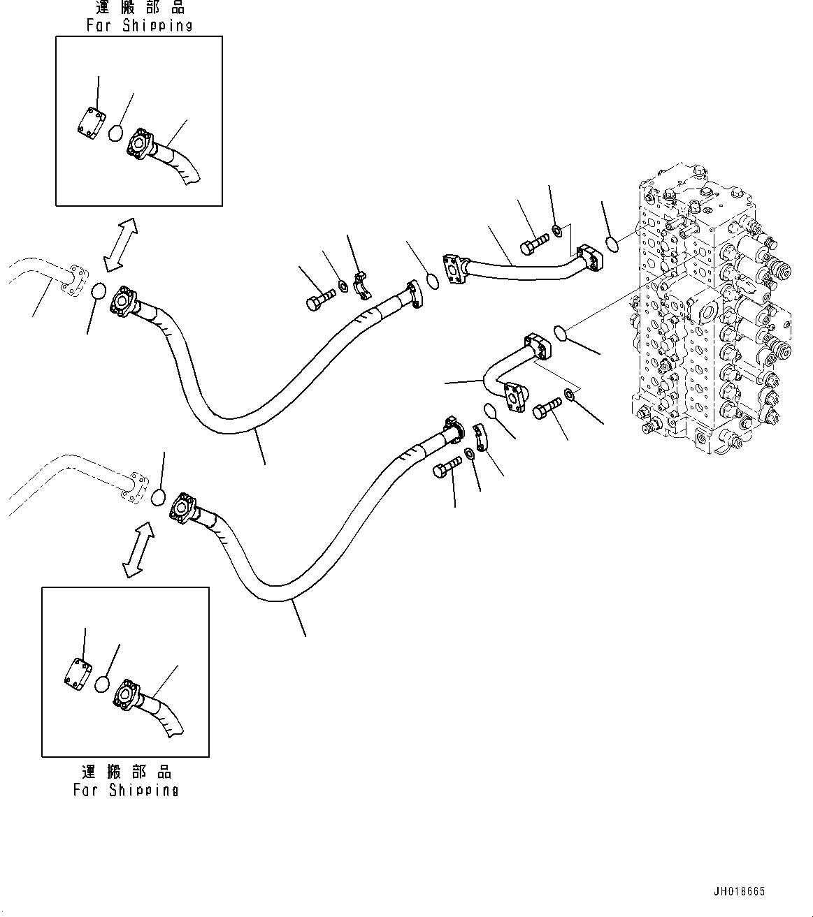 Komatsu parts book diagram for HB365LC-3E0 S/N K75001-UP: ATTACHMENT ADDITIONAL PIPING