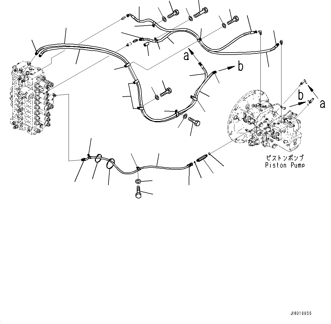 Komatsu parts book diagram for HB365LC-3E0 S/N K75001-UP: LS PIPING