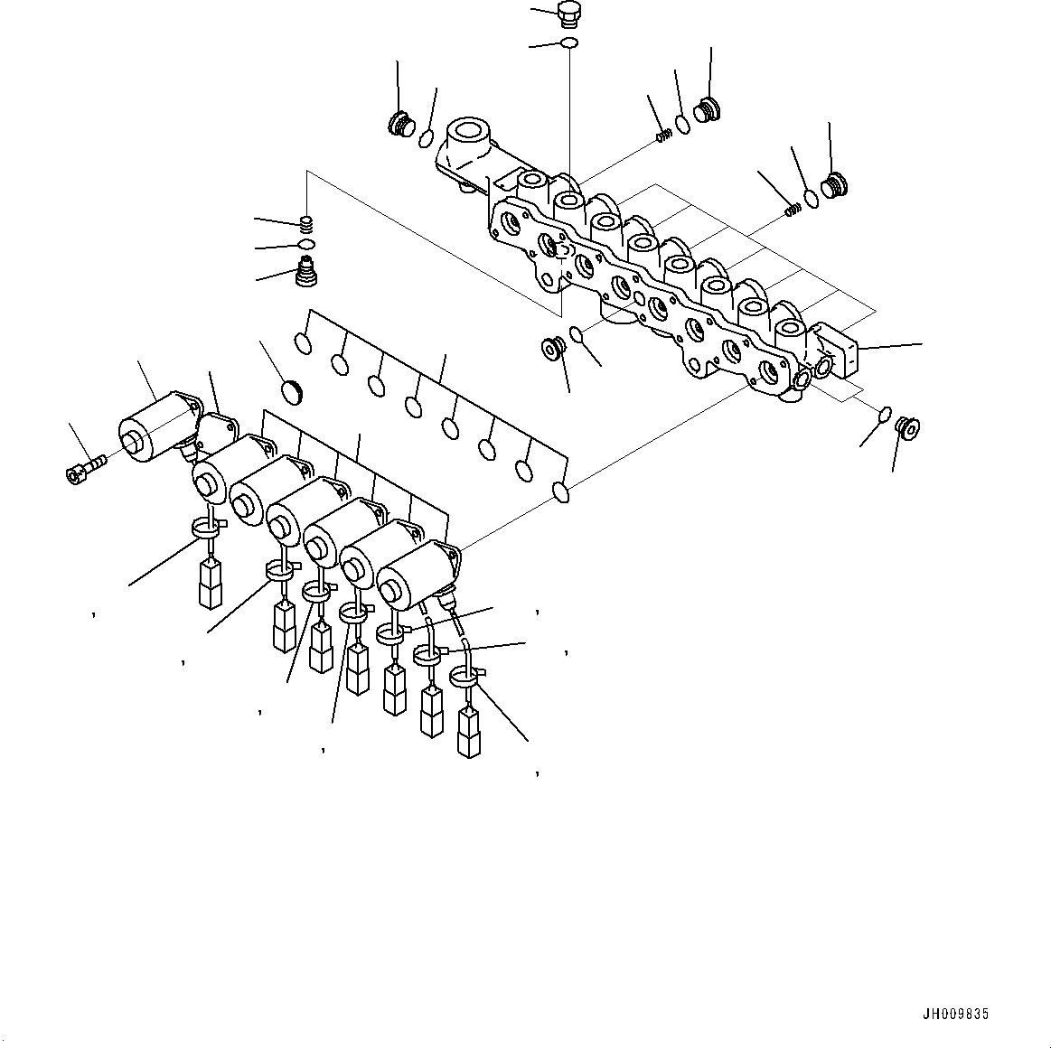 Komatsu parts book diagram for HB365LC-3E0 S/N K75001-UP: SOLENOID VALVE, 1-SERVICE VALVE, VALVE