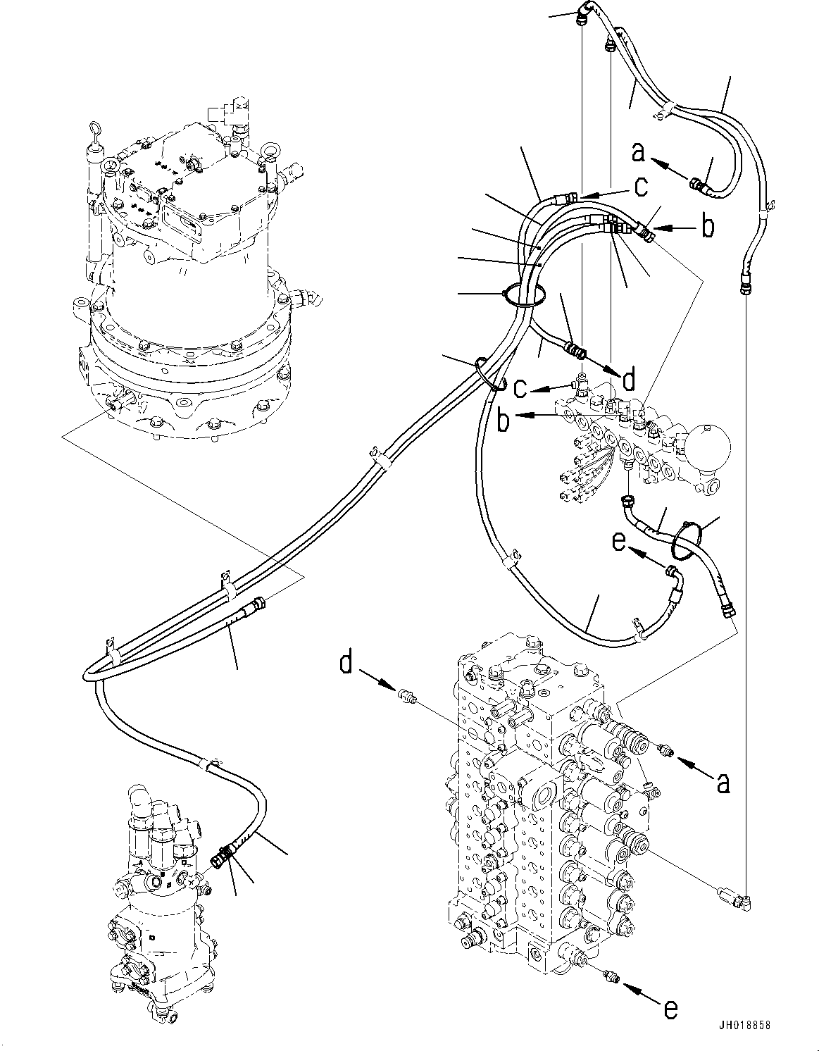 Komatsu parts book diagram for HB365LC-3E0 S/N K75001-UP: SOLENOID VALVE, 1-SERVICE VALVE, PIPING