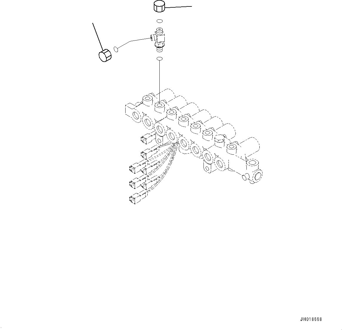Komatsu parts book diagram for HB365LC-3E0 S/N K75001-UP: SOLENOID VALVE, 1-SERVICE VALVE, CLIP