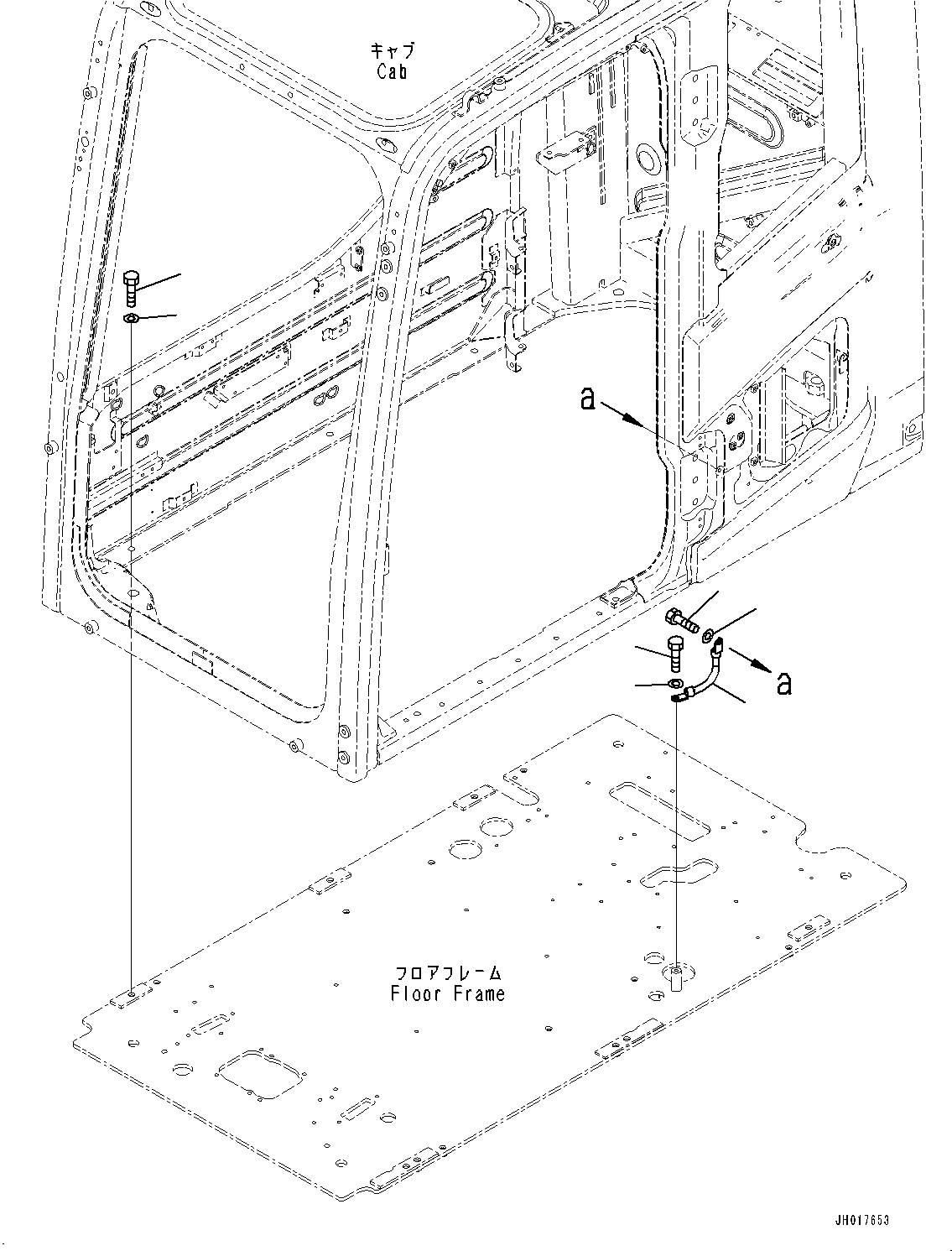 Komatsu parts book diagram for HB365LC-3E0 S/N K75001-UP: CAB, ADDITIONAL ACTUATOR PIPING, ACCUMULATOR, CAB IN PARTS, CAB MOUNTING