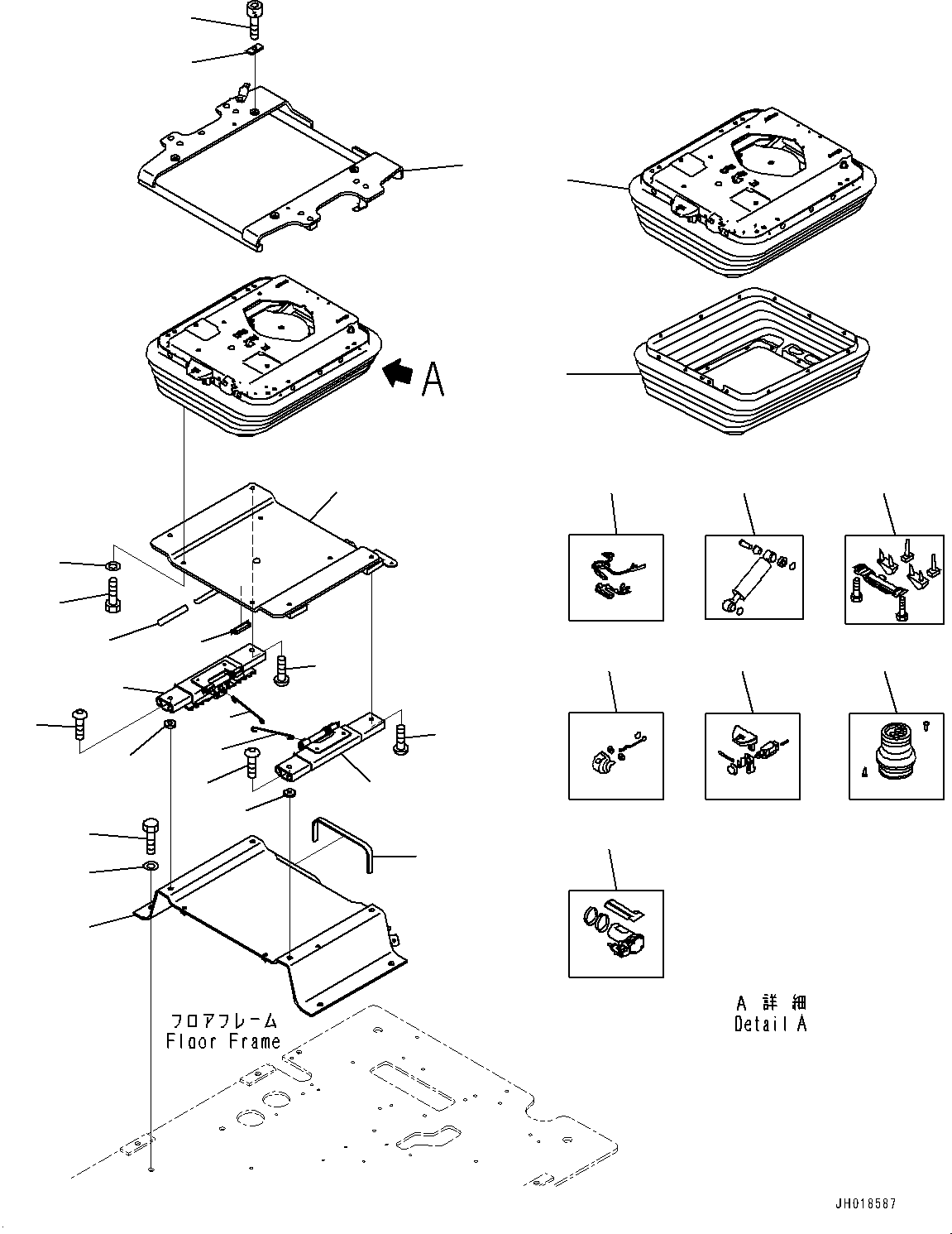 Komatsu parts book diagram for HB365LC-3E0 S/N K75001-UP: CAB, 1-SERVICE VALVE, FLOOR, BASE