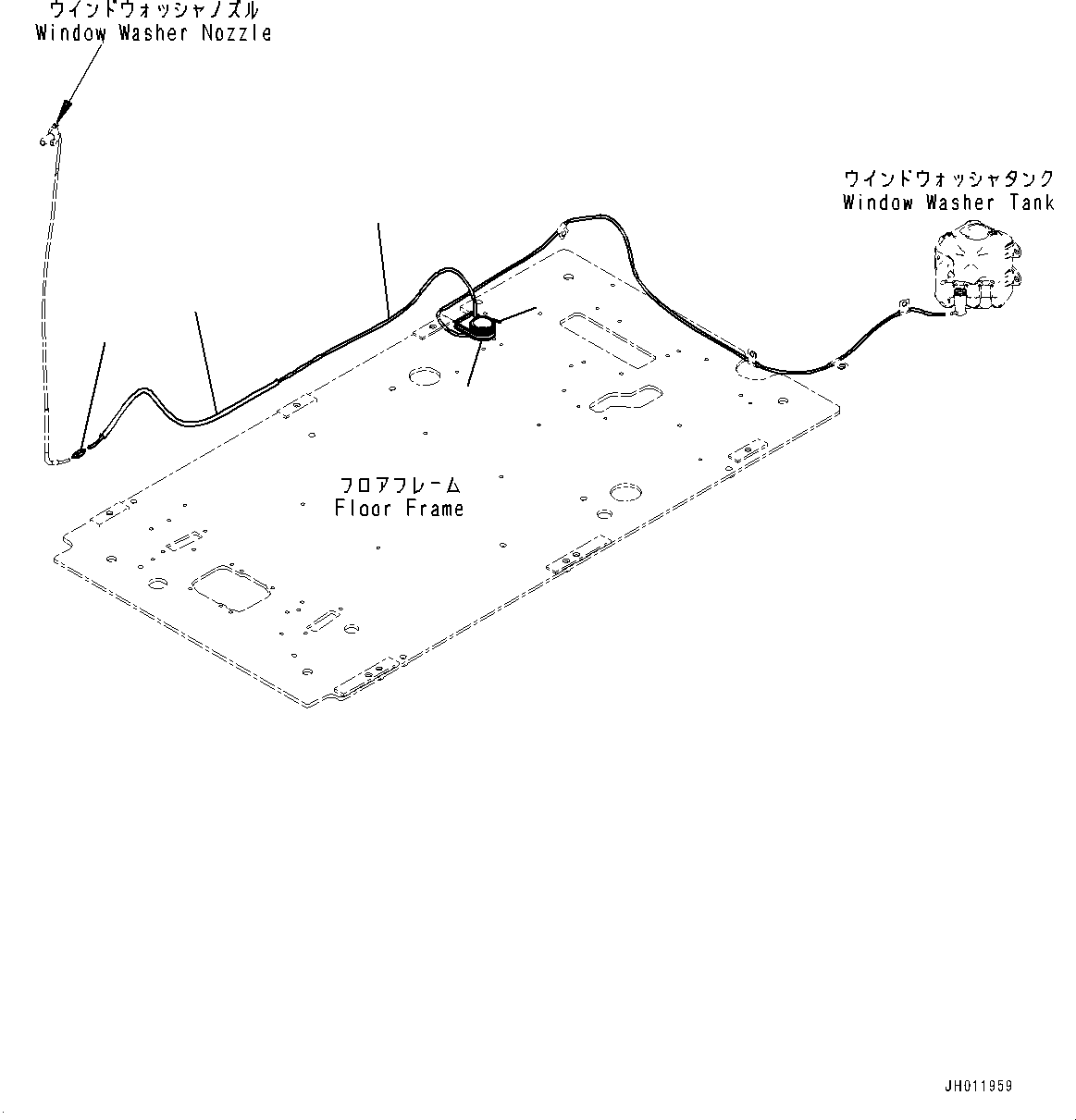 Komatsu parts book diagram for HB365LC-3E0 S/N K75001-UP: CAB, ADDITIONAL ACTUATOR PIPING, ACCUMULATOR, FLOOR, WINDOW WASHER HOSE
