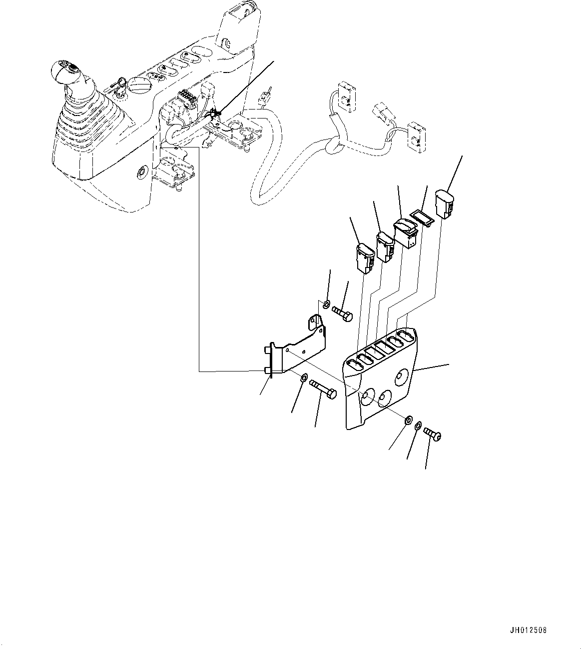 Komatsu parts book diagram for HB365LC-3E0 S/N K75001-UP: CAB, 1-SERVICE VALVE, FLOOR, SWITCH