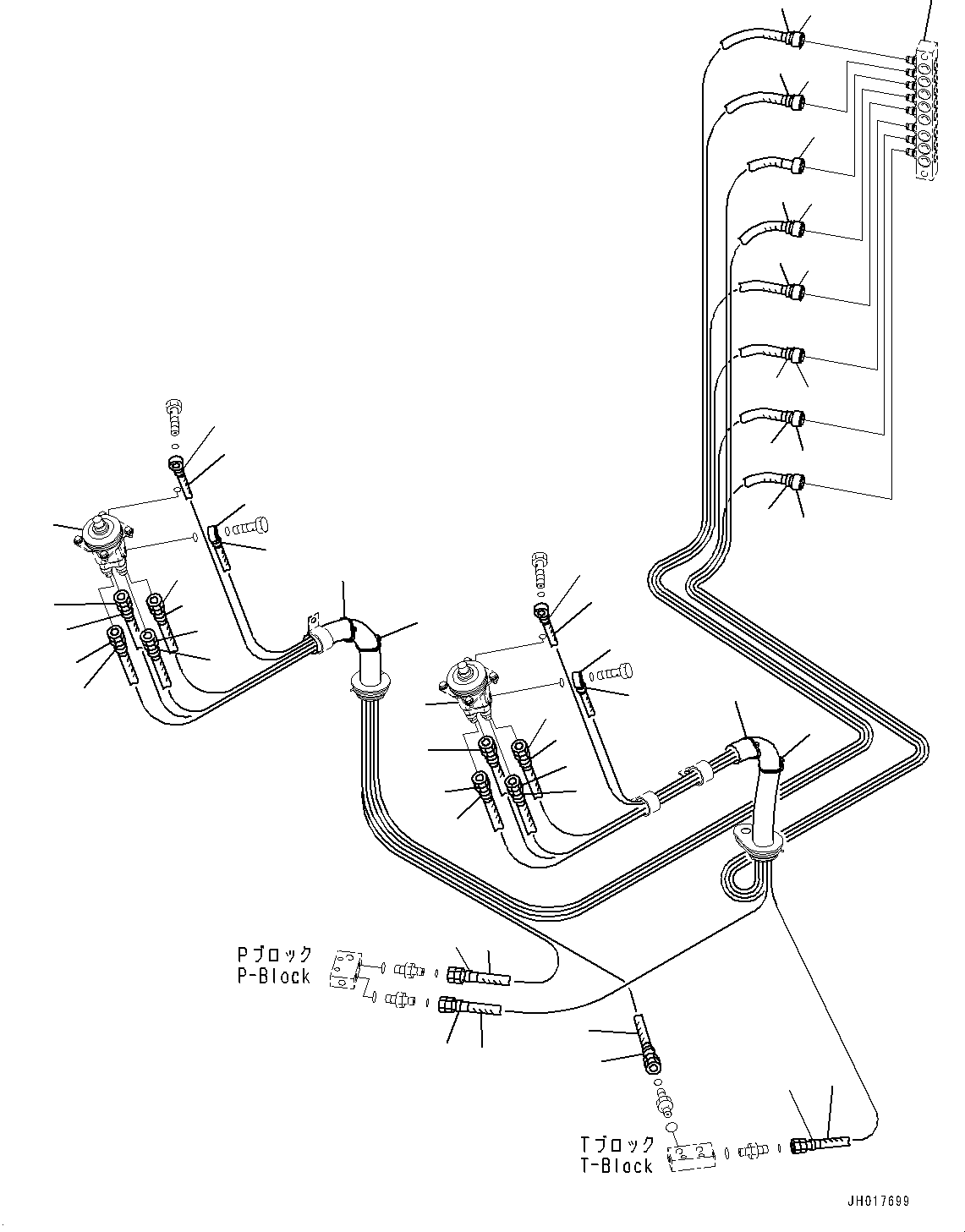 Komatsu parts book diagram for HB365LC-3E0 S/N K75001-UP: CAB, ADDITIONAL ACTUATOR PIPING, ACCUMULATOR, FLOOR, PPC VALVE PIPING FOR WORK EQUIPMENT