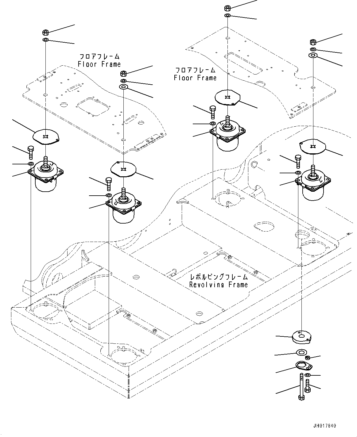 Komatsu parts book diagram for HB365LC-3E0 S/N K75001-UP: FLOOR MOUNTING