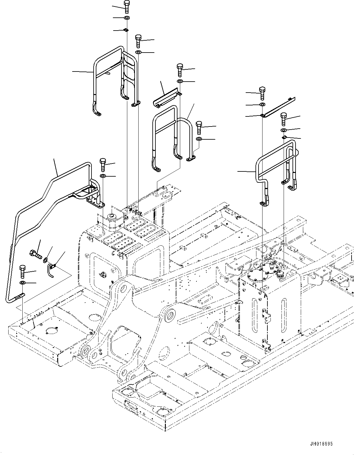 Komatsu parts book diagram for HB365LC-3E0 S/N K75001-UP: HANDRAIL, REFUELING PUMP