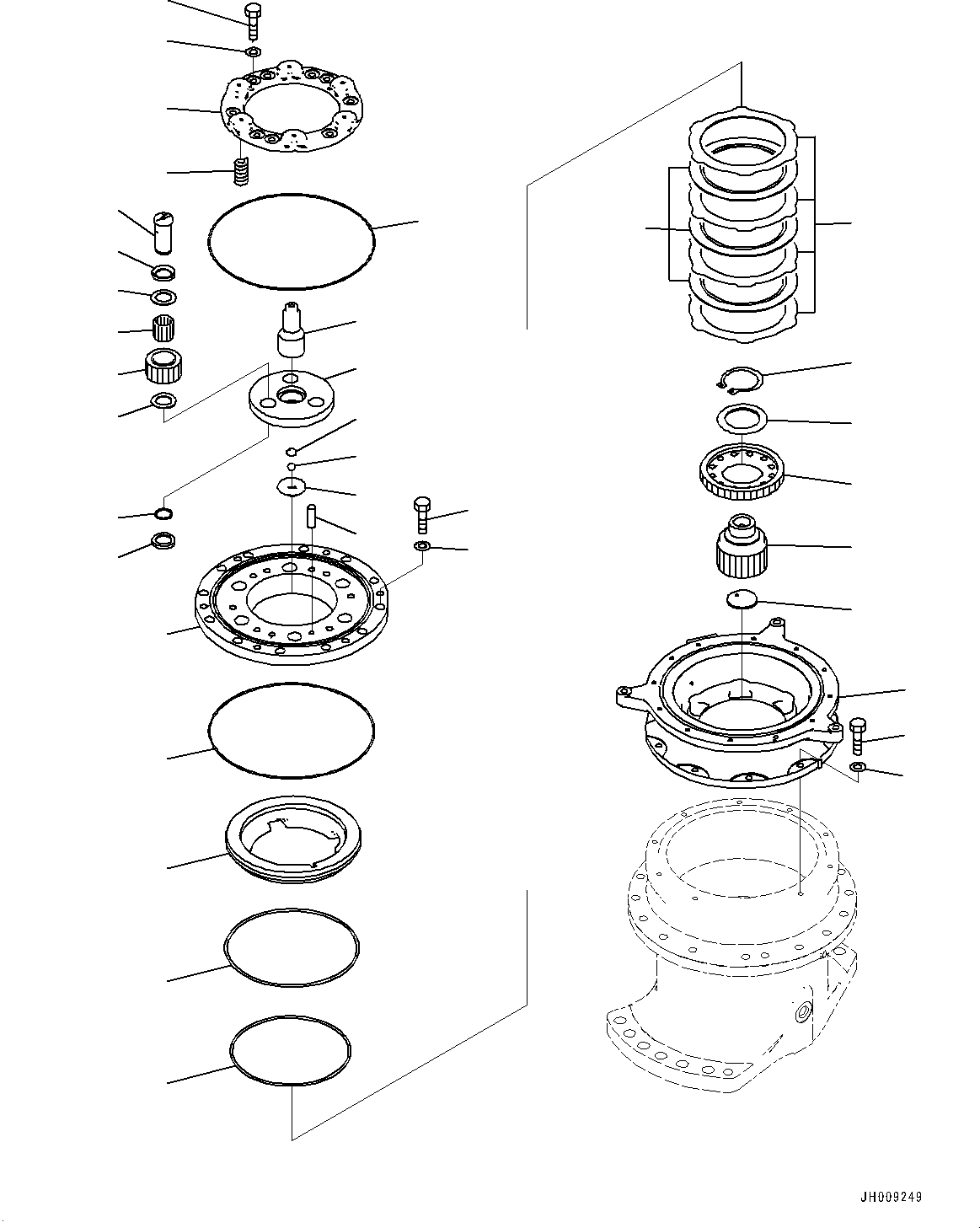 Komatsu parts book diagram for HB365LC-3E0 S/N K75001-UP: SWING MACHINERY AND MOTOR, 2-ADDITIONAL ACTUATOR PIPING, ACCUMULATOR, SWING MACHINERY (2/2)