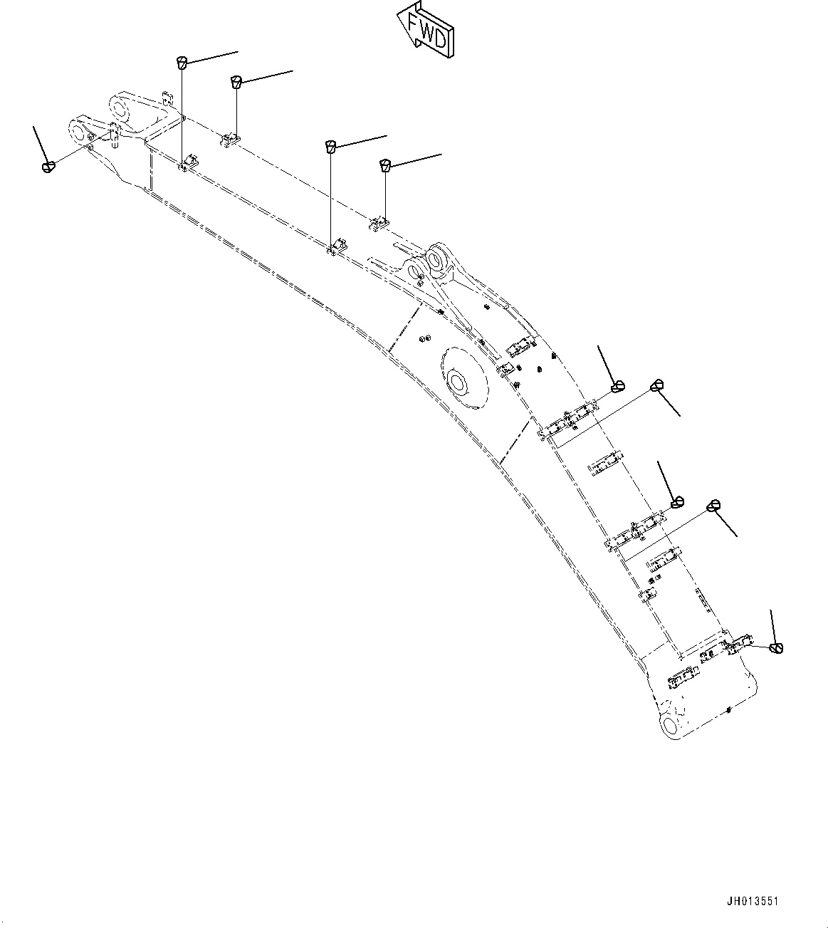 Komatsu parts book diagram for HB365LC-3E0 S/N K75001-UP: BOOM, 6500MM, QUICK COUPLING, PLUG