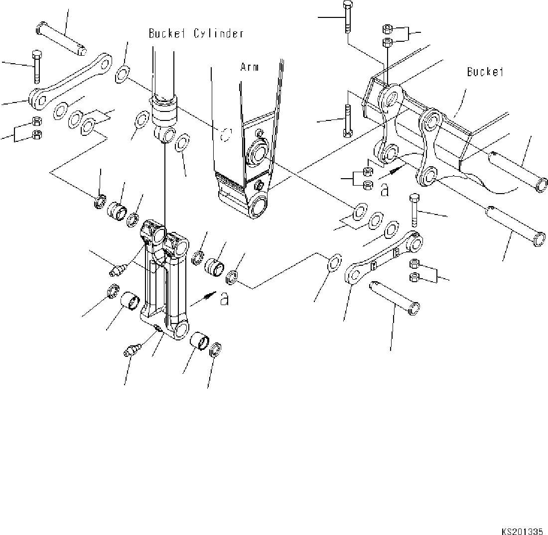 Komatsu parts book diagram for HB365LC-3E0 S/N K75001-UP: ARM, 2600MM, QUICK COUPLING, BUCKET LINK