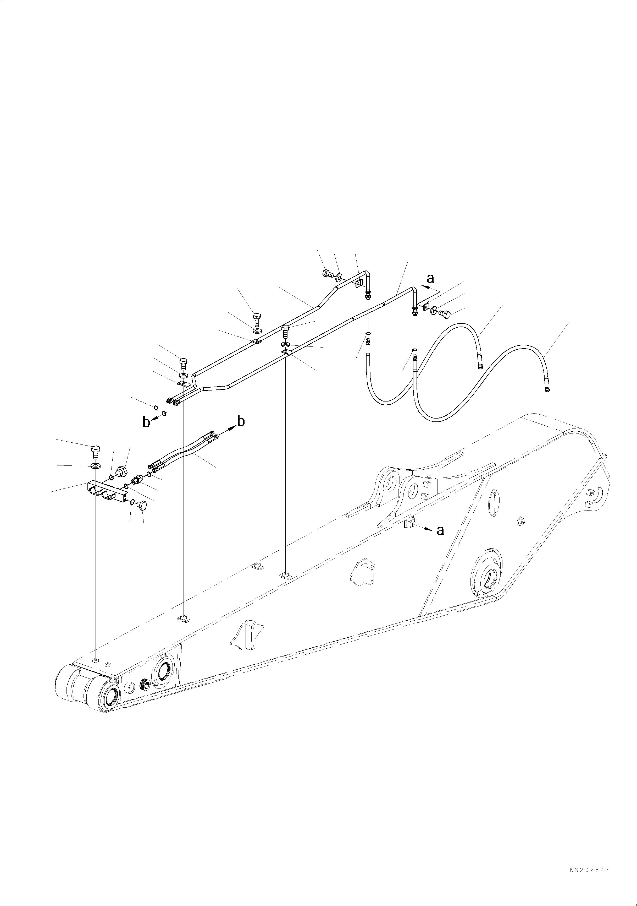 Komatsu parts book diagram for HB365LC-3E0 S/N K75001-UP: ARM, 3200MM, QUICK COUPLING, QUICK COUPLING PIPING (FHQC)