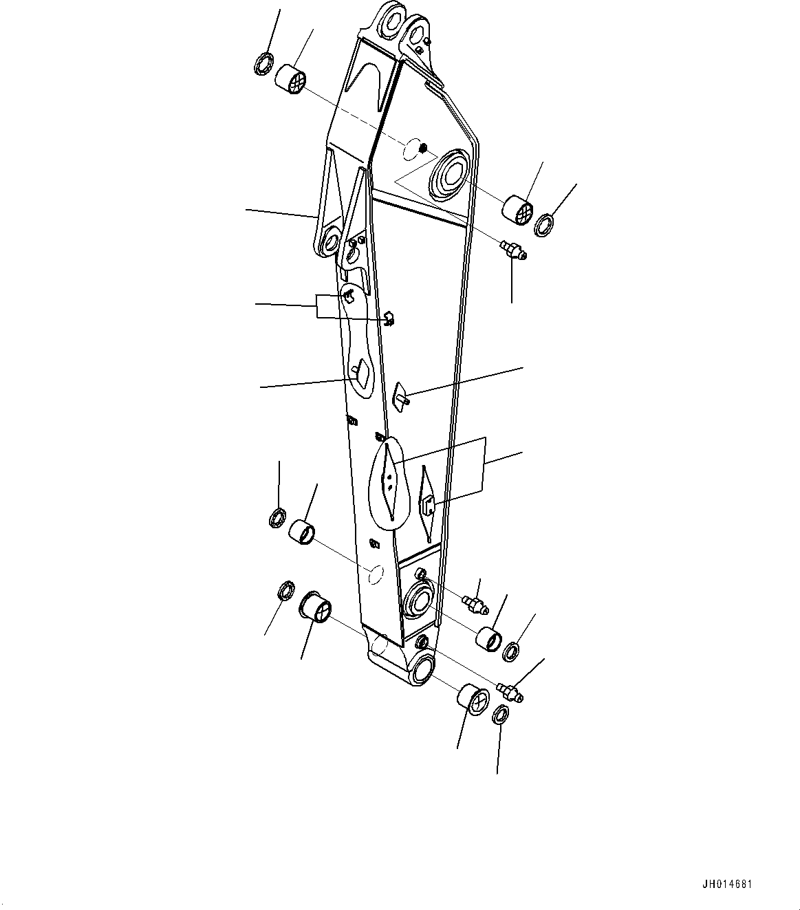 Komatsu parts book diagram for HB365LC-3E0 S/N K75001-UP: ARM, 3200MM, 1-ADDITIONAL ACTUATOR PIPING, ACCUMULATOR, QUICK COUPLING, ARM AND BUSHING