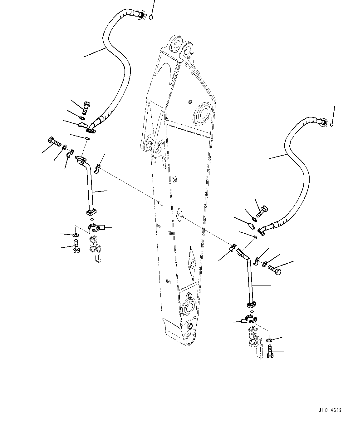 Komatsu parts book diagram for HB365LC-3E0 S/N K75001-UP: ARM, 3200MM, 1-ADDITIONAL ACTUATOR PIPING, ACCUMULATOR, QUICK COUPLING, VALVE FOR ADDITIONAL PIPING