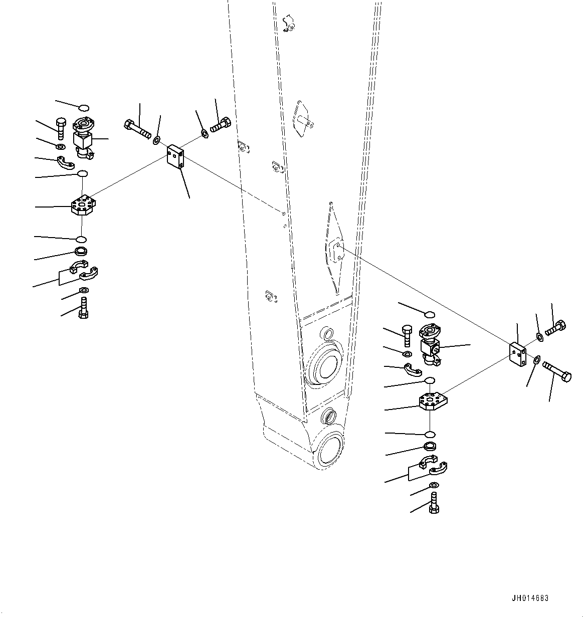 Komatsu parts book diagram for HB365LC-3E0 S/N K75001-UP: ARM, 3200MM, 1-ADDITIONAL ACTUATOR PIPING, ACCUMULATOR, QUICK COUPLING, BLIND PARTS