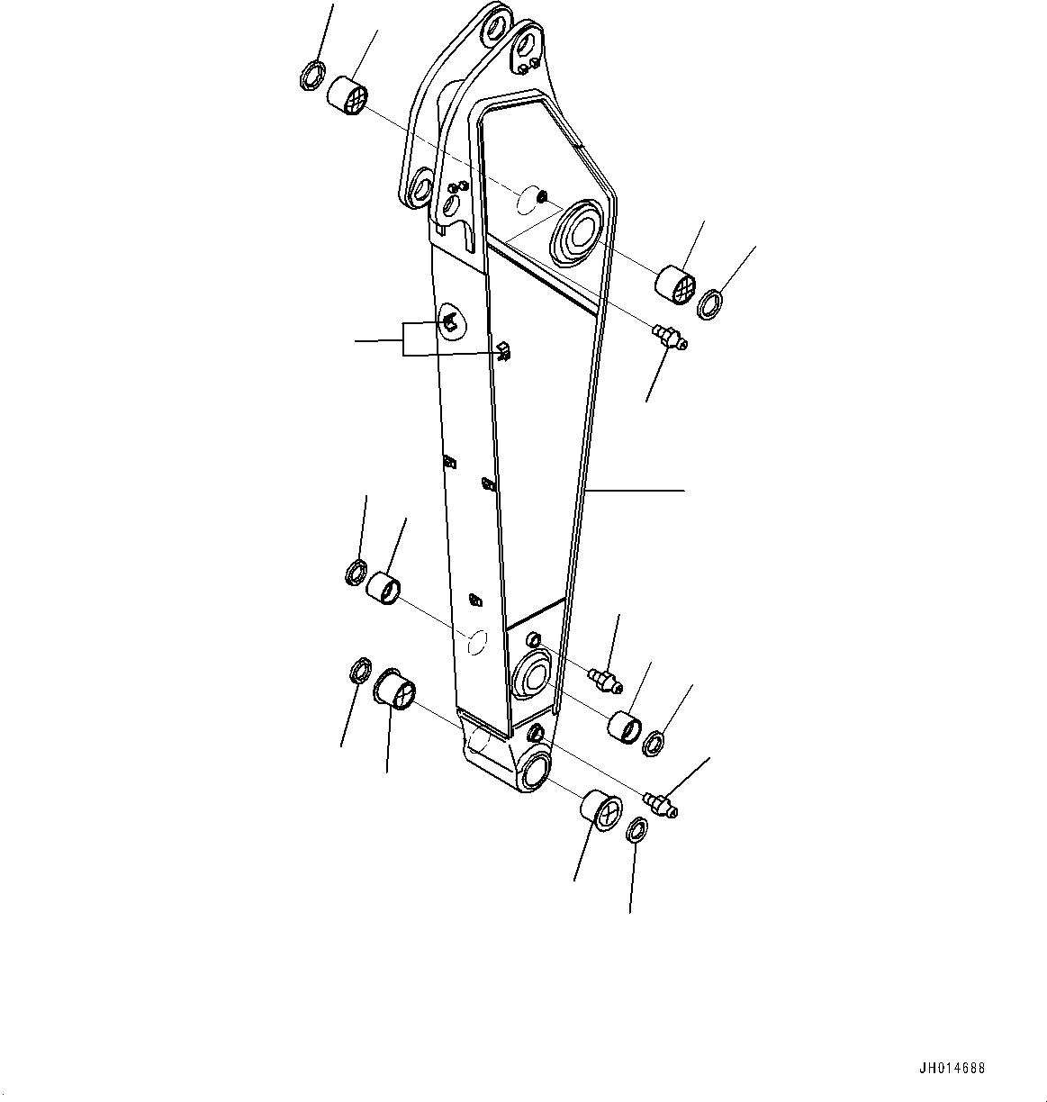 Komatsu parts book diagram for HB365LC-3E0 S/N K75001-UP: ARM, 2600MM, QUICK COUPLING, ARM AND BUSHING