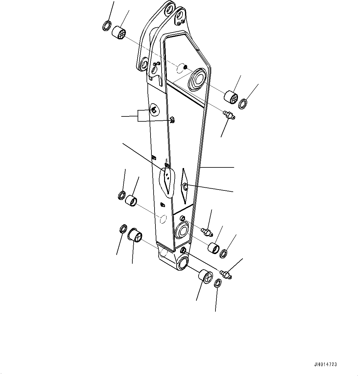 Komatsu parts book diagram for HB365LC-3E0 S/N K75001-UP: ARM, 2600MM, 1-ADDITIONAL ACTUATOR PIPING, ACCUMULATOR, QUICK COUPLING, ARM AND BUSHING