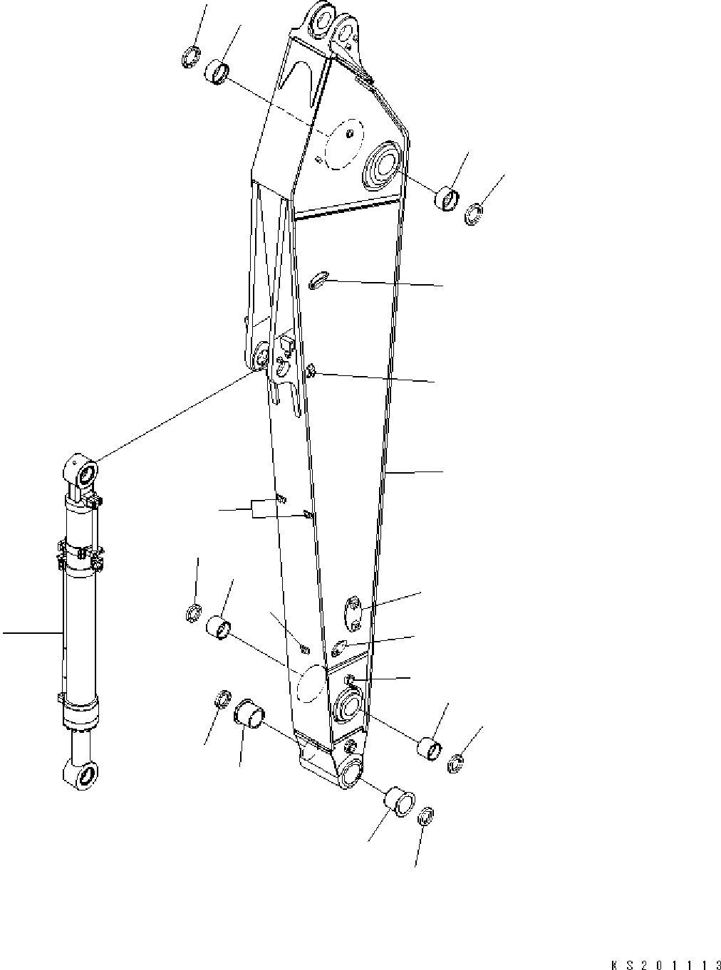 Komatsu parts book diagram for HB365LC-3E0 S/N K75001-UP: ARM, 4000MM, ARM