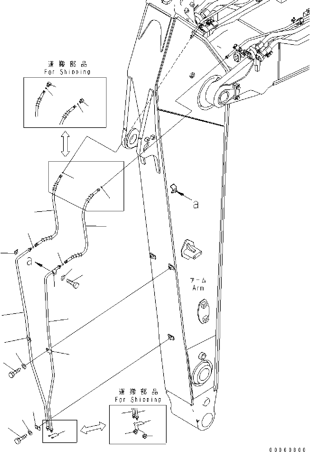Komatsu parts book diagram for HB365LC-3E0 S/N K75001-UP: ARM, 4000MM, QUICK COUPLER PIPING