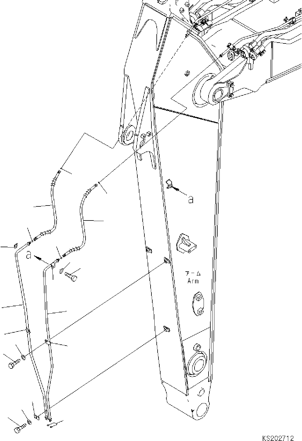 Komatsu parts book diagram for HB365LC-3E0 S/N K75001-UP: ARM, 4000MM, QUICK COUPLER PIPING (1/2) (FHQC)