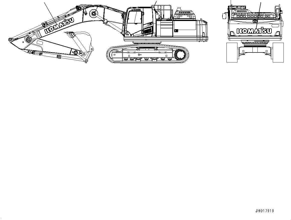 Komatsu parts book diagram for HB365LC-3E0 S/N K75001-UP: KOMATSU LOGO