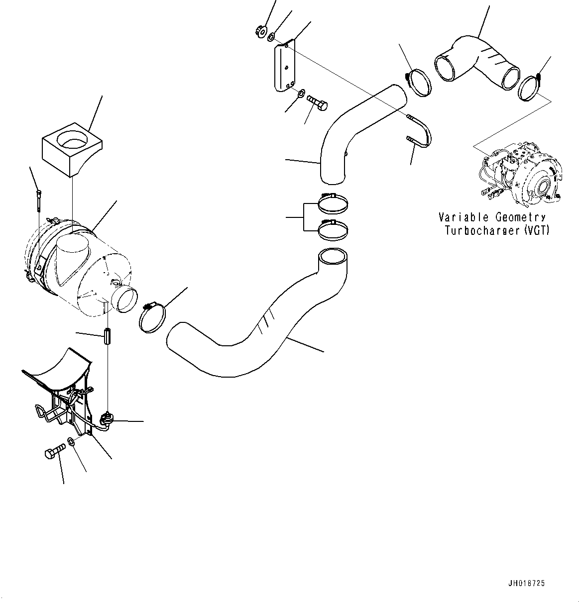 Excavators Komatsu / HB365NLC-3E0 S/N K75001-UP(PC00076U) / Air Cleaner Connecting Parts, Mounting(B004001 : B0200-001001)