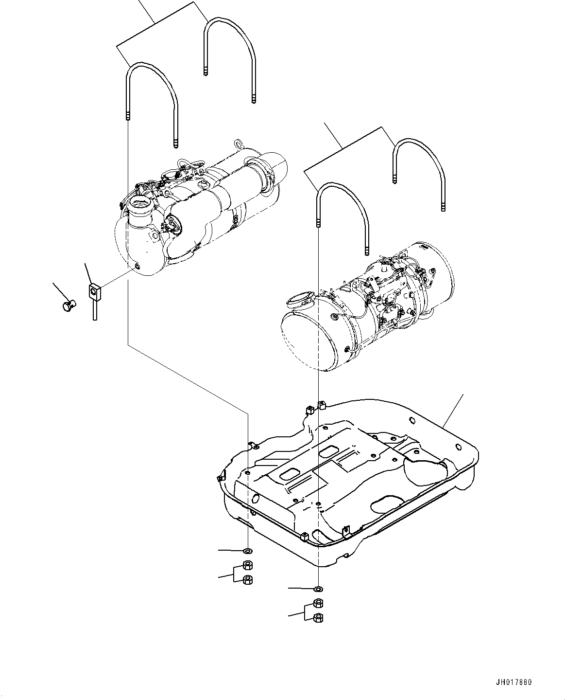 Excavators Komatsu / HB365NLC-3E0 S/N K75001-UP(PC00076U) / Exhaust Pipe, Komatsu Diesel Particulate Filter (KDPF) and SCR Assembly Mounting(B005001 : B0300-001001)