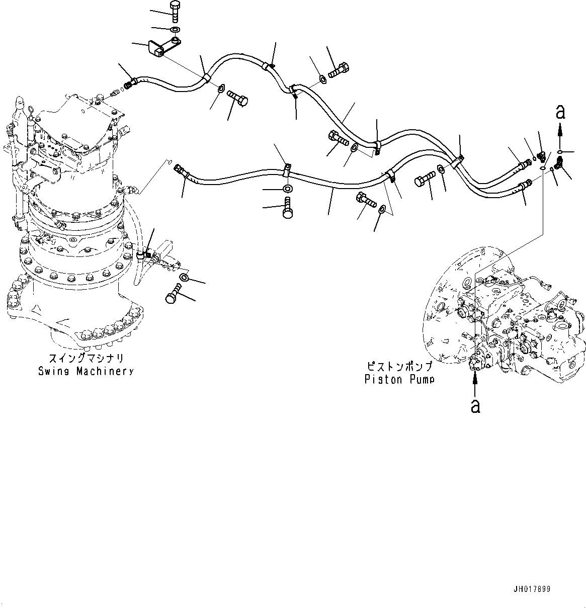 Excavators Komatsu / HB365NLC-3E0 S/N K75001-UP(PC00076U) / Lubrication Piping(B006002 : B0600-001002)