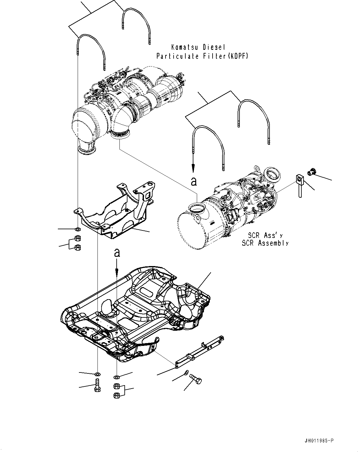 Excavators Komatsu / PC210LC-11E0 S/N K75001-UP(PC00078U) / Exhaust, Komatsu Diesel Particulate Filter (KDPF) and SCR Assembly Mounting(B004001 : B0300-001001)