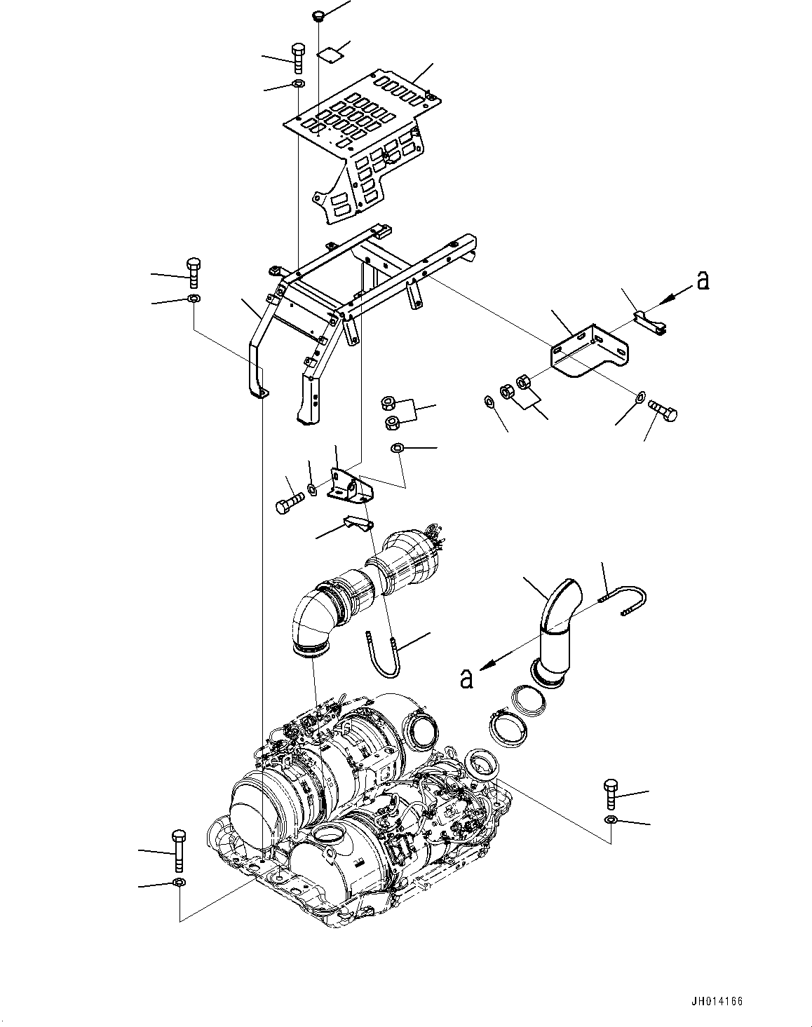 Excavators Komatsu / PC210LC-11E0 S/N K75001-UP(PC00078U) / Exhaust, Cover(B004002 : B0300-001002)