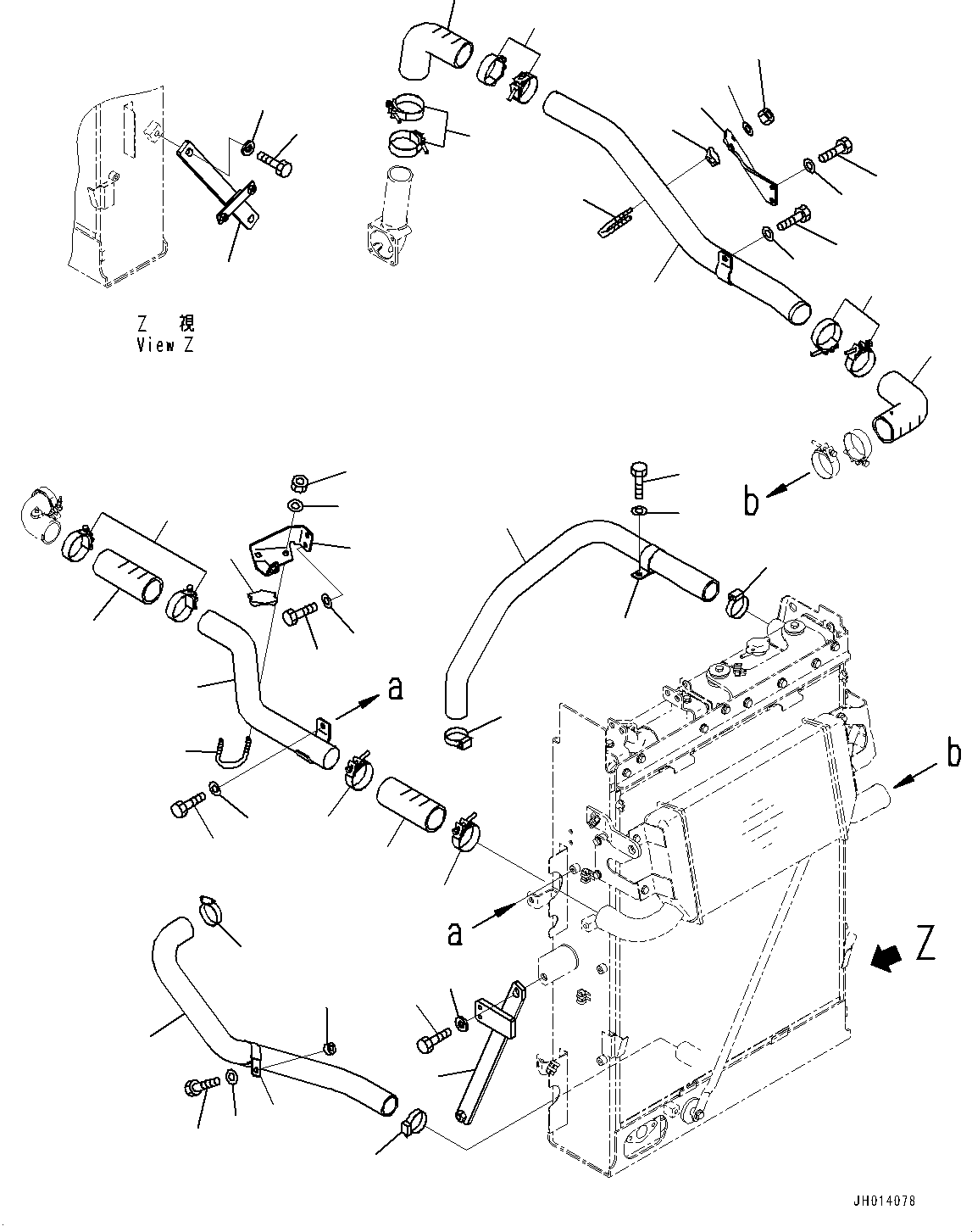 Excavators Komatsu / PC210LC-11E0 S/N K75001-UP(PC00078U) / Cooling System, Aftercooler and Radiator Piping(C001005 : C0100-001005)