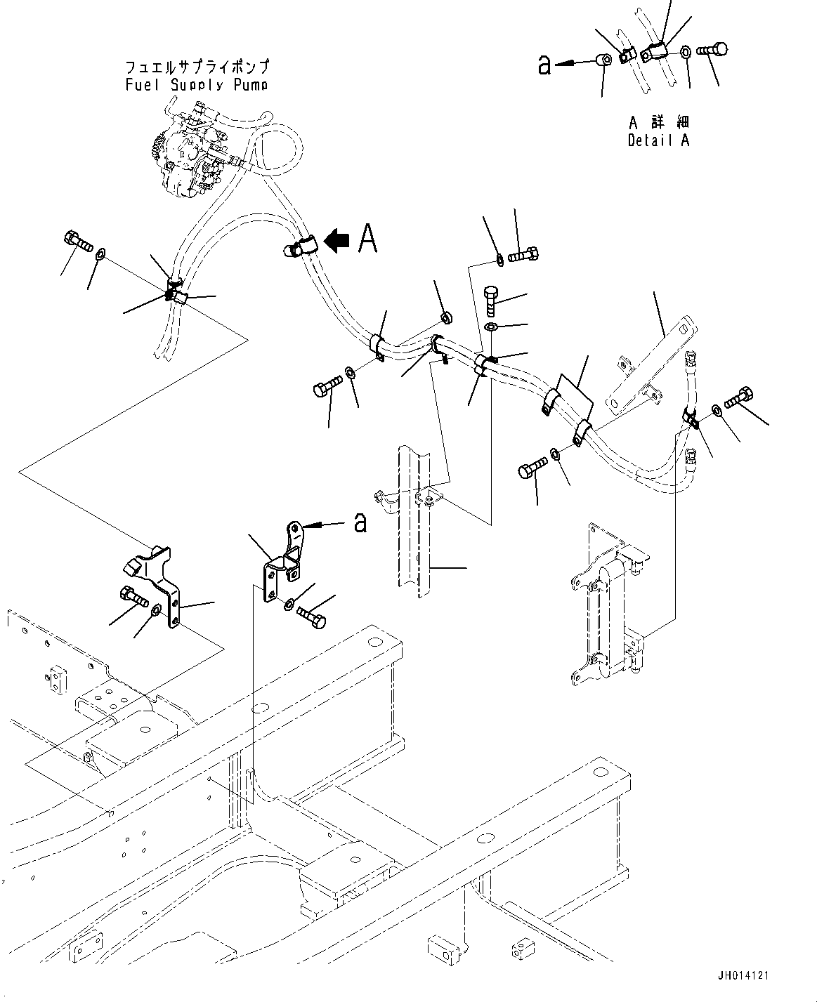 Excavators Komatsu / PC210LC-11E0 S/N K75001-UP(PC00078U) / Fuel Supply Piping, Bracket and Clip(D002002 : D0200-001002)