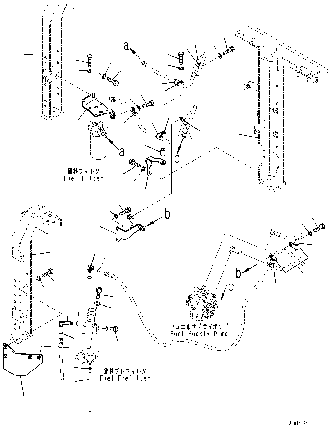 Excavators Komatsu / PC210LC-11E0 S/N K75001-UP(PC00078U) / Fuel Supply Piping, Fuel Filter Mounting(D002003 : D0200-001003)