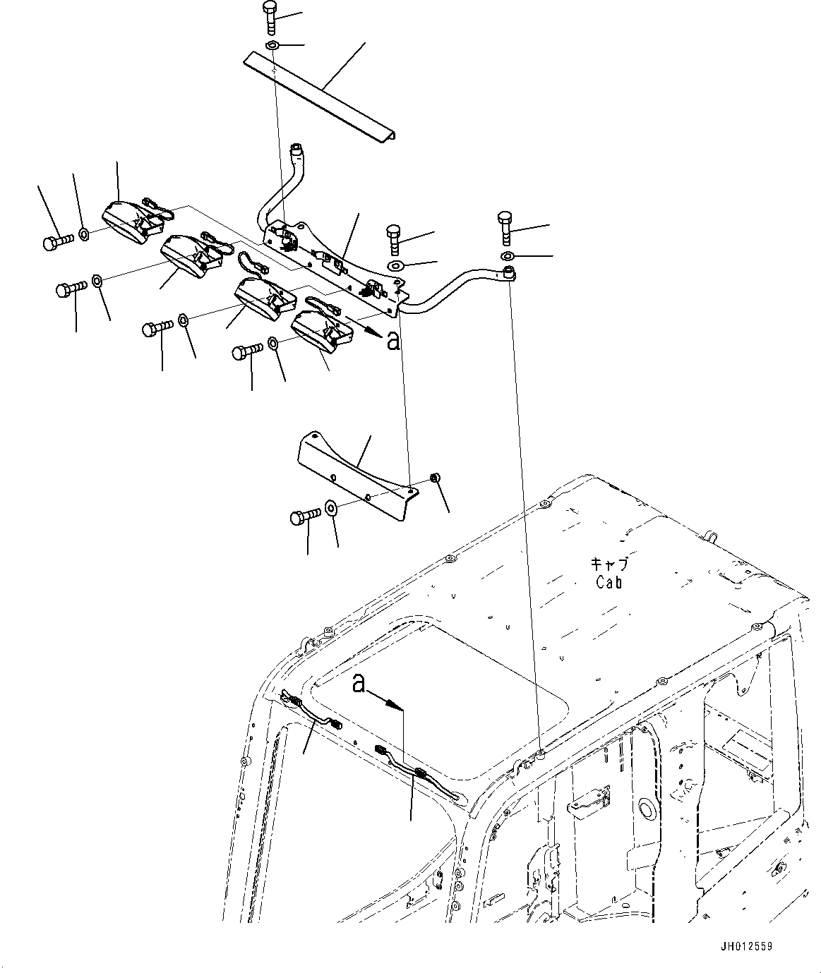 Excavators Komatsu / PC210LC-11E0 S/N K75001-UP(PC00078U) / Additional Working Lamp, Front, Cab Top(E003001 : E0310-001001)