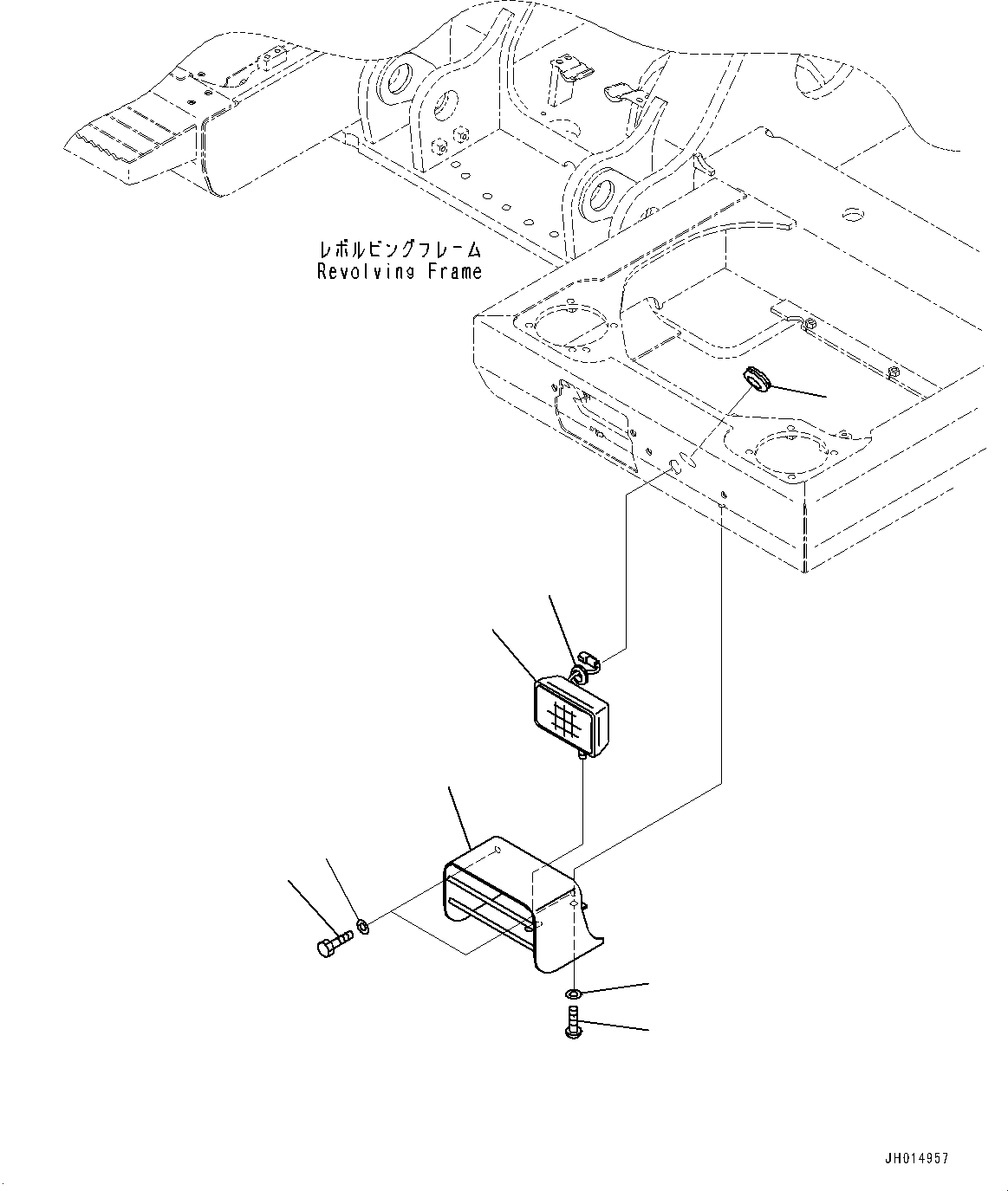 Excavators Komatsu / PC210LC-11E0 S/N K75001-UP(PC00078U) / Additional Working Lamp, Front, Deck L.H.(E005001 : E0310-002001)