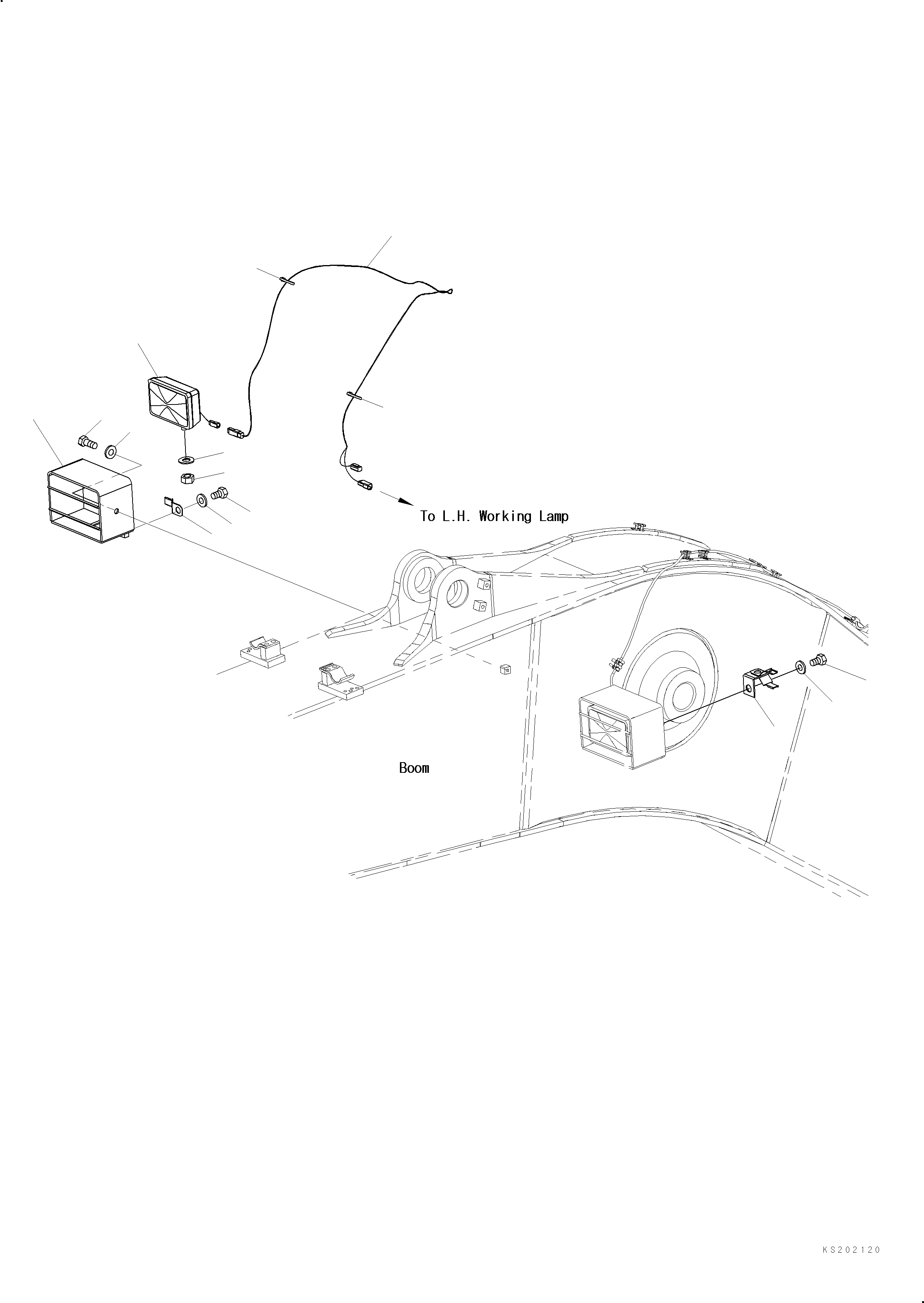 Excavators Komatsu / PC210LC-11E0 S/N K75001-UP(PC00078U) / Additional Working Lamp, Front Boom L.H. (For LC Demo)(E006002 : E0310-005002)