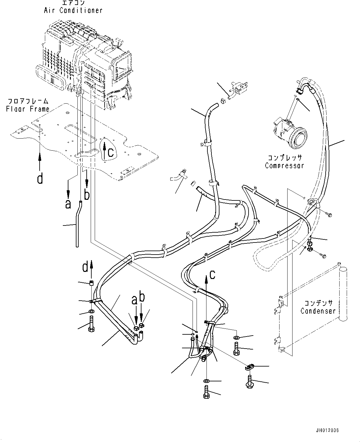 Excavators Komatsu / PC210LC-11E0 S/N K75001-UP(PC00078U) / Cab, ROPS Cab, Floor, Air Conditioner Piping(K014059 : K1110-001059)