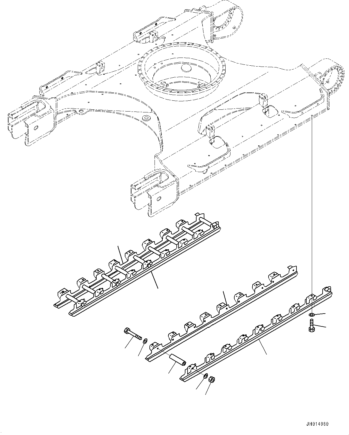 Excavators Komatsu / PC210LC-11E0 S/N K75001-UP(PC00078U) / Track Roller Guard, Full Length (LC)(R020001 : R1200-005001)