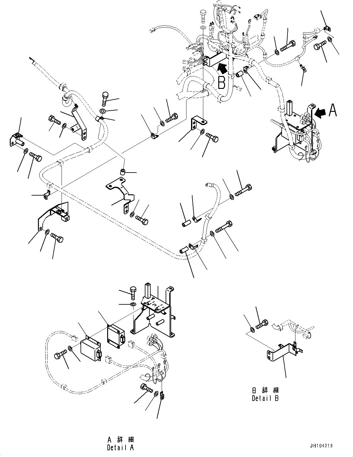 Excavators Komatsu / PC290NLCI-11E0 S/N K75001-UP(PC00087U) / Electric Wiring Harness, Main Wiring Harness Clamp (3/4)(E002004 : E0200-002005)