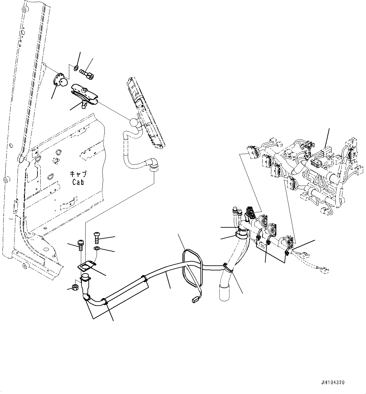 Excavators Komatsu / PC290NLCI-11E0 S/N K75001-UP(PC00087U) / Cab, Cab In Parts, Control Box Mounting and Wiring Harness(K012029 : K1110-009029)