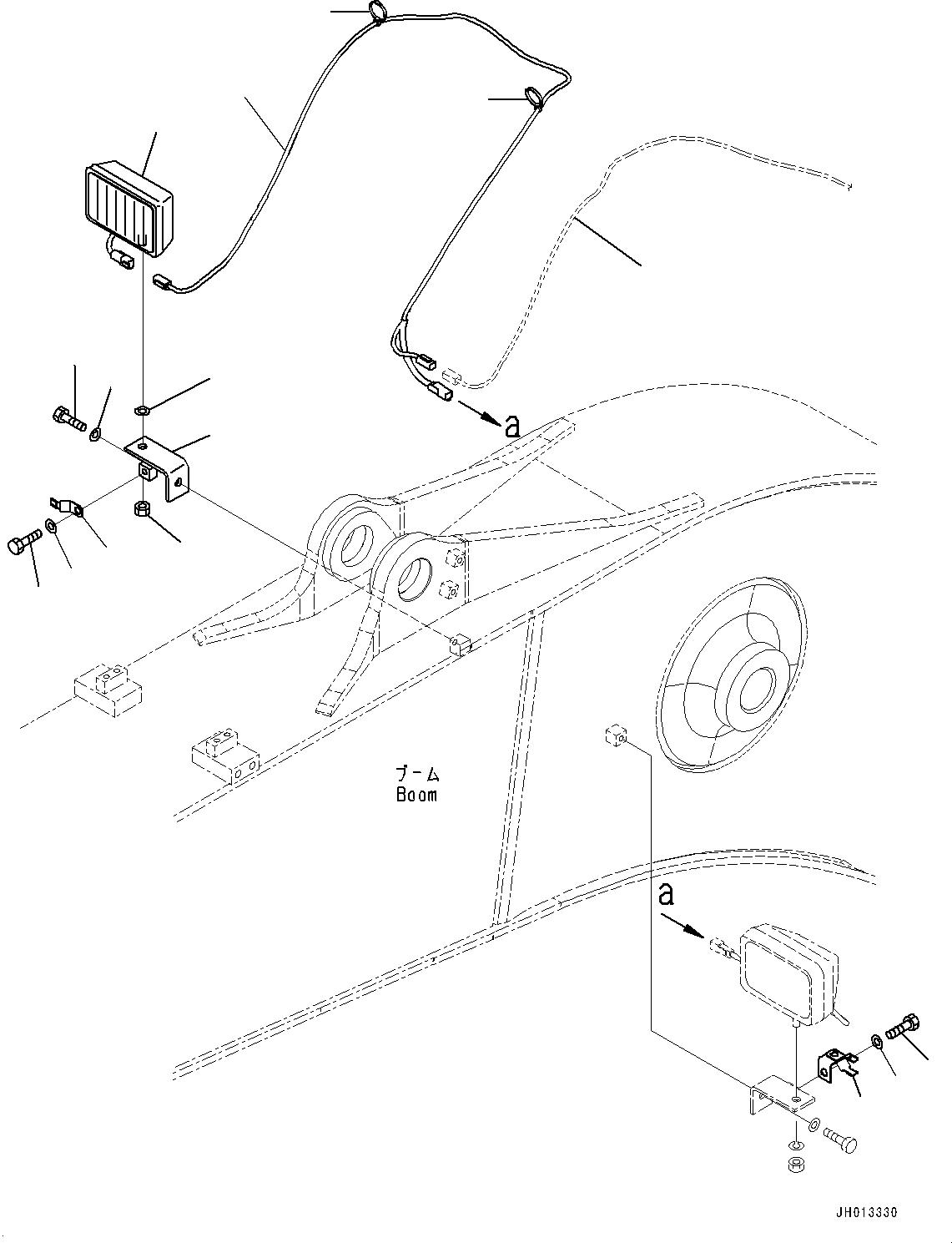 Komatsu parts book diagram for PC290LCI-11E0 S/N 35152-UP: ADDITIONAL WORKING LAMP, FRONT, BOOM L.H.