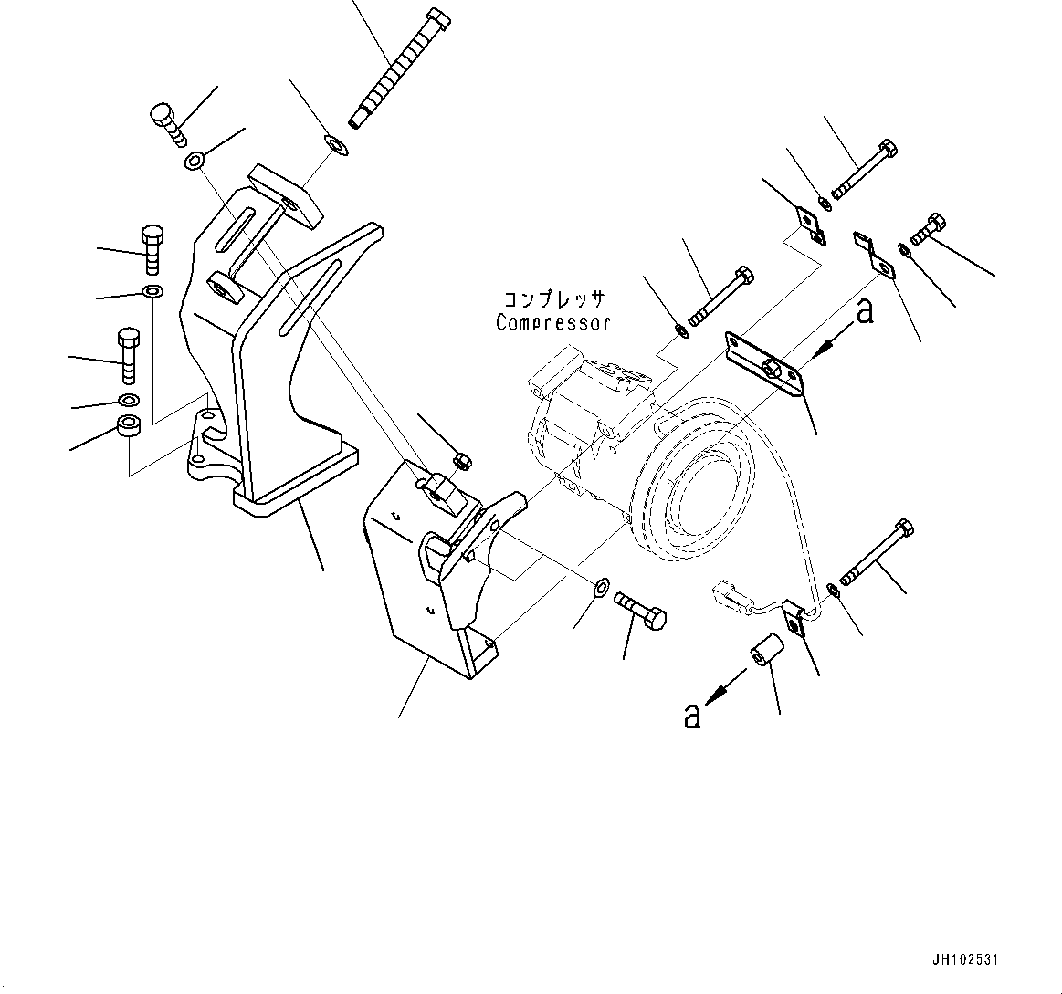Komatsu parts book diagram for PC290LCI-11E0 S/N 35152-UP: AIR CONDITIONER, COMPRESSOR MOUNTING