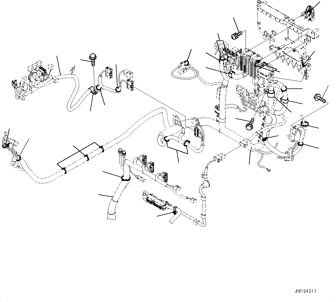 Komatsu parts book diagram for PC290LCI-11E0 S/N 35152-UP: CAB, CAB IN PARTS, MAIN WIRING HARNESS CLAMP
