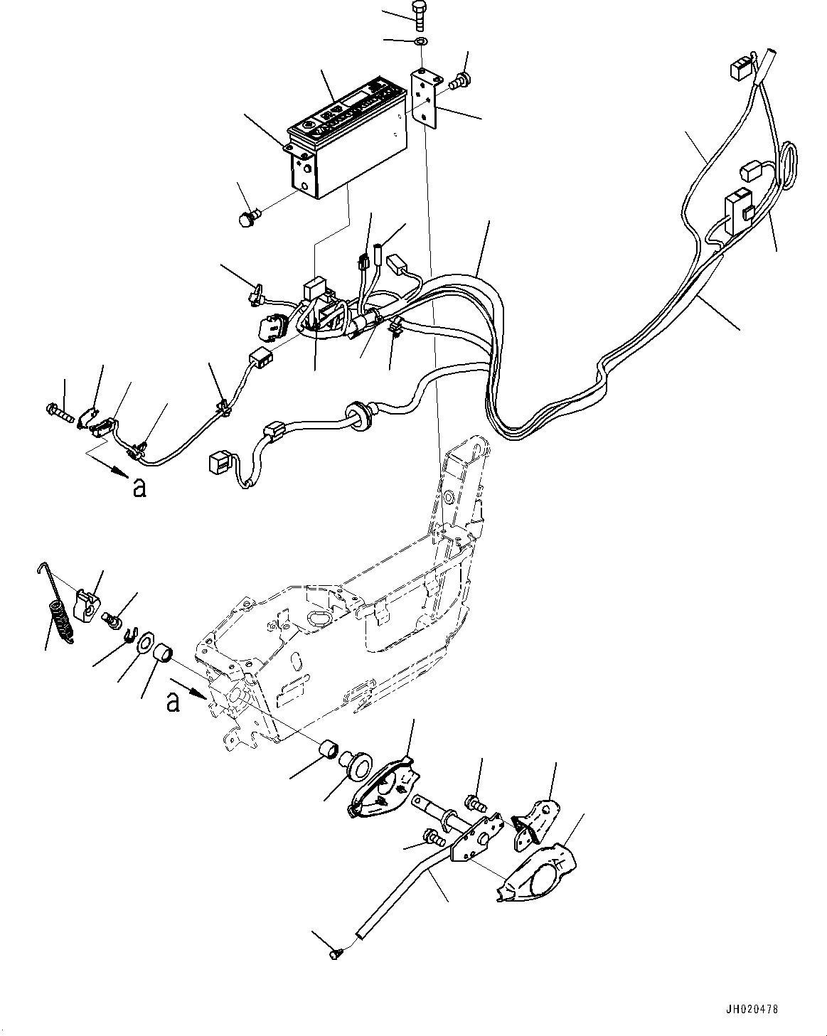 Komatsu parts book diagram for PC290LCI-11E0 S/N 35152-UP: CAB, FLOOR, RADIO AND WORK EQUIPMENT LOCK LEVER