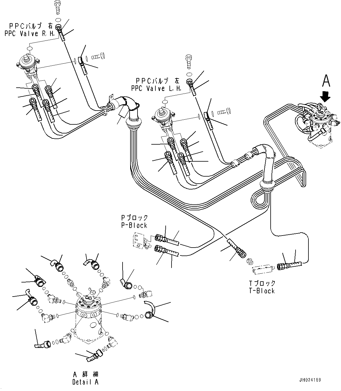 Komatsu parts book diagram for PC290LCI-11E0 S/N 35152-UP: CAB, FLOOR, PPC VALVE PIPING FOR WORK EQUIPMENT
